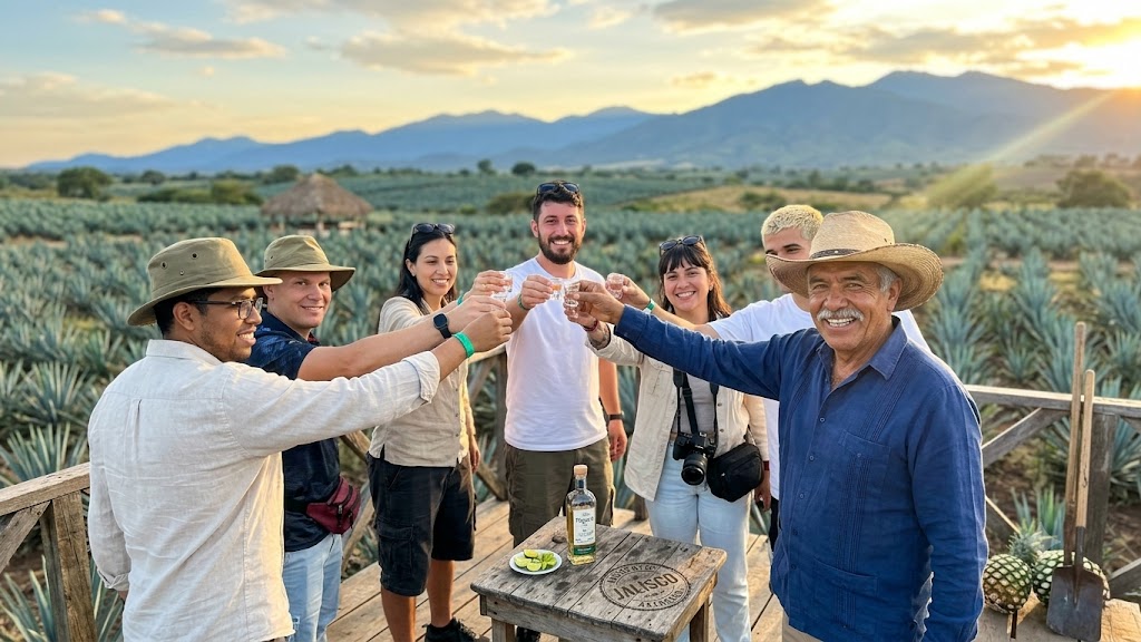 Agave Landscape in Jalisco visitors having fun in a tour